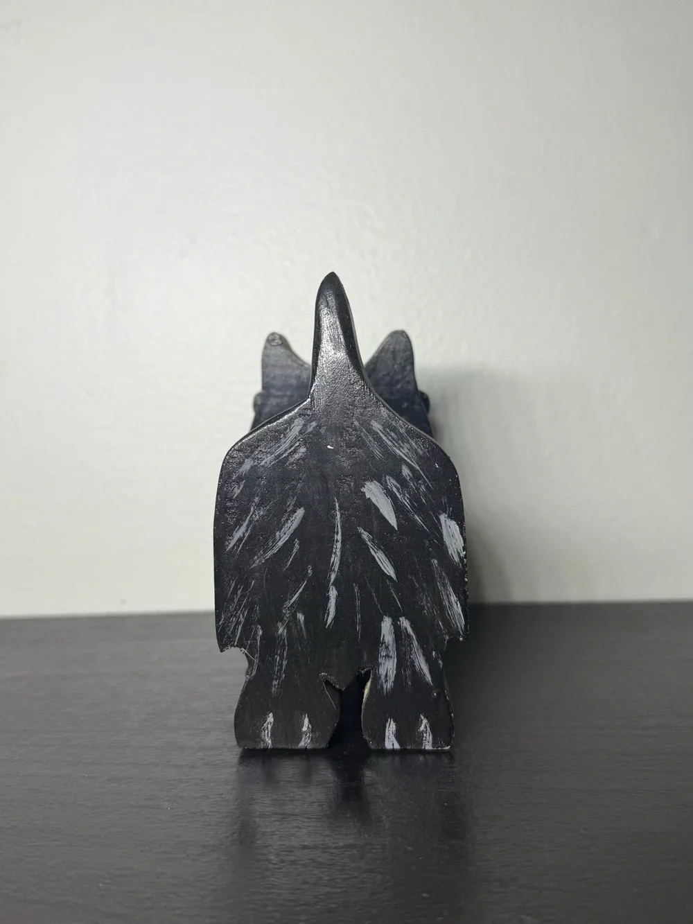 Vintage 1980s Wooden Black Scottish Terrier Dog Figurine Trinket